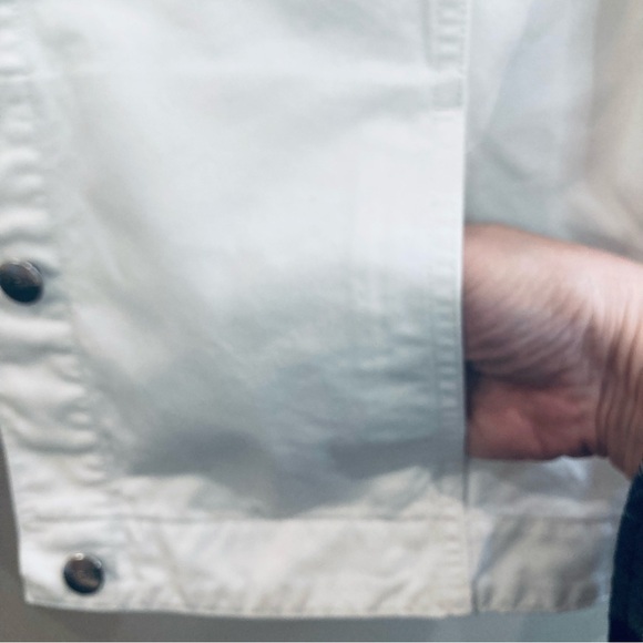 LL BEAN Sz XL White Canvass Pockets Oversized Denim Jean Style Jacket - Picture 5 of 10